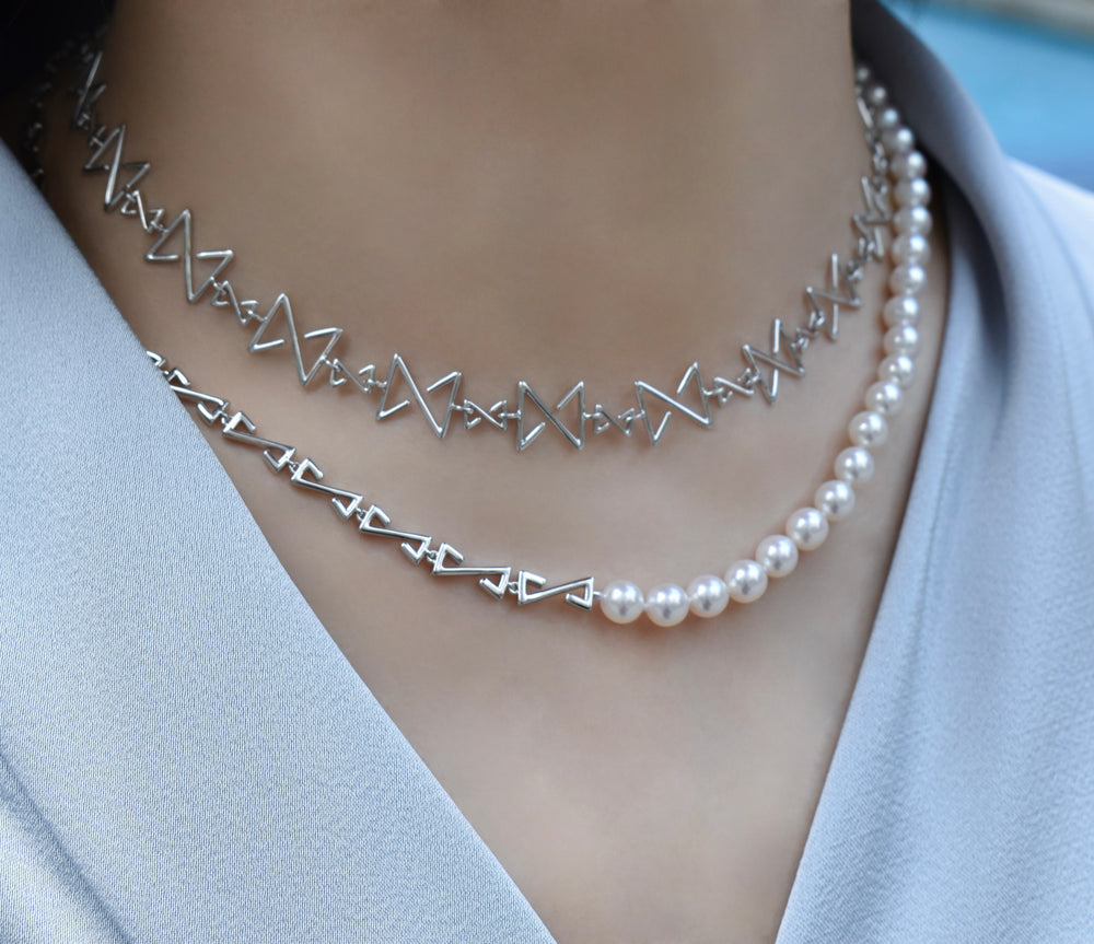 Abyss Necklace In Sterling Silver With Akoya Pearls - ZNS Jewellery
