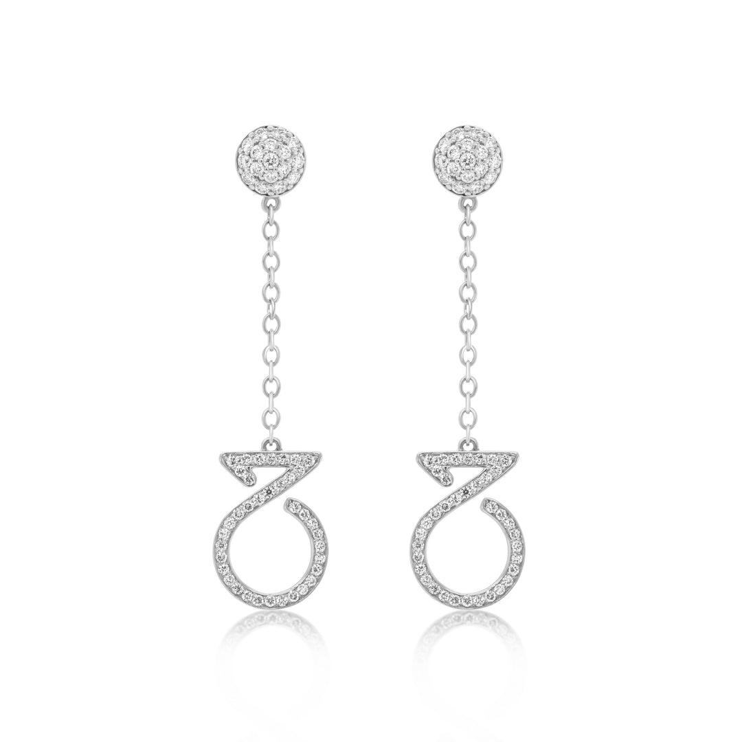 Drop Earrings In 18K White Gold With Diamonds - ZNS Jewellery