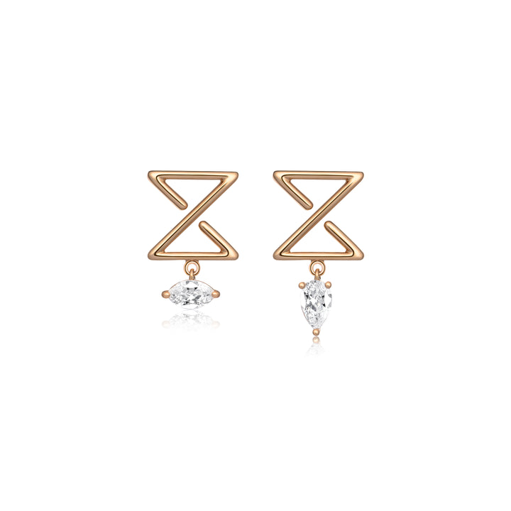 Infinity Ear Studs In 18K Rose Gold With Pear And Marquise Diamonds - ZNS Jewellery