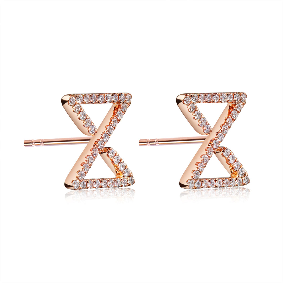 Infinity Ear Studs In 18K Rose Gold With Diamonds - ZNS Jewellery