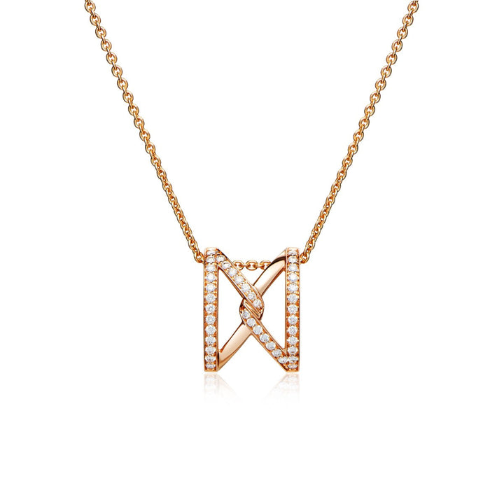 The Big Z Necklace In 18K Rose Gold With Diamonds - ZNS Jewellery