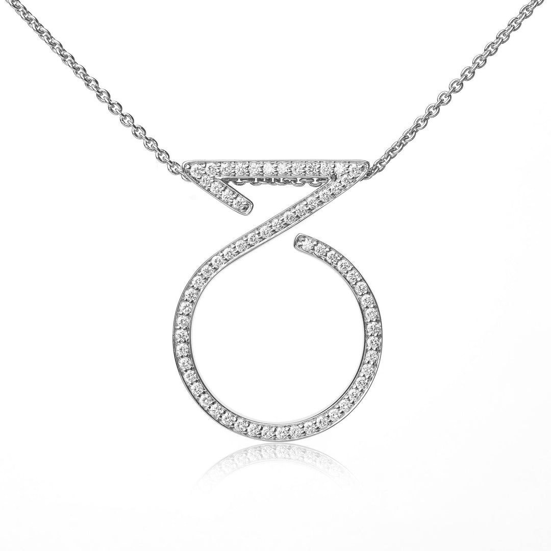 Pendant Ring Necklace In 18K White Gold With Diamonds 