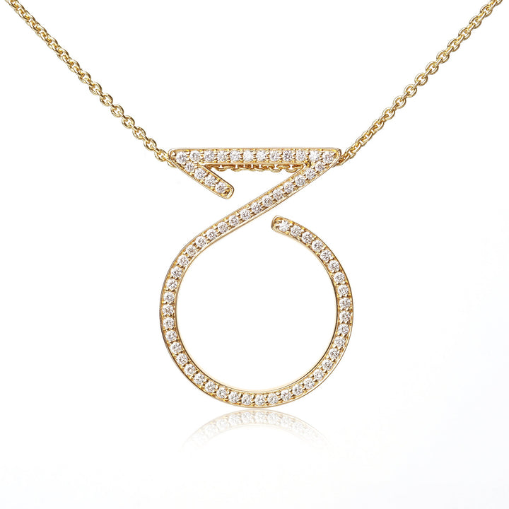 Pendant Ring Necklace In 18K Yellow Gold With Diamonds 