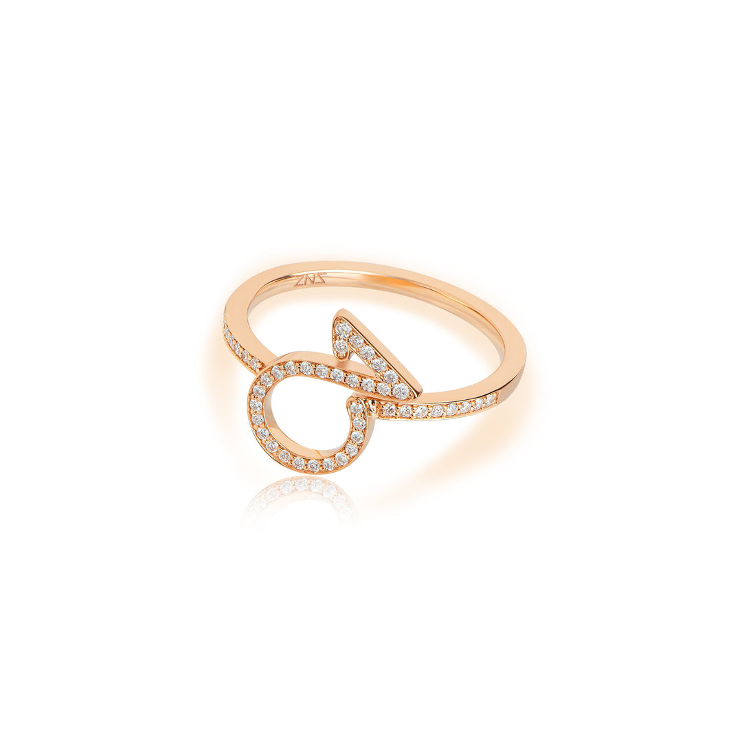Ring In 18K Rose Gold With Diamonds - ZNS Jewellery