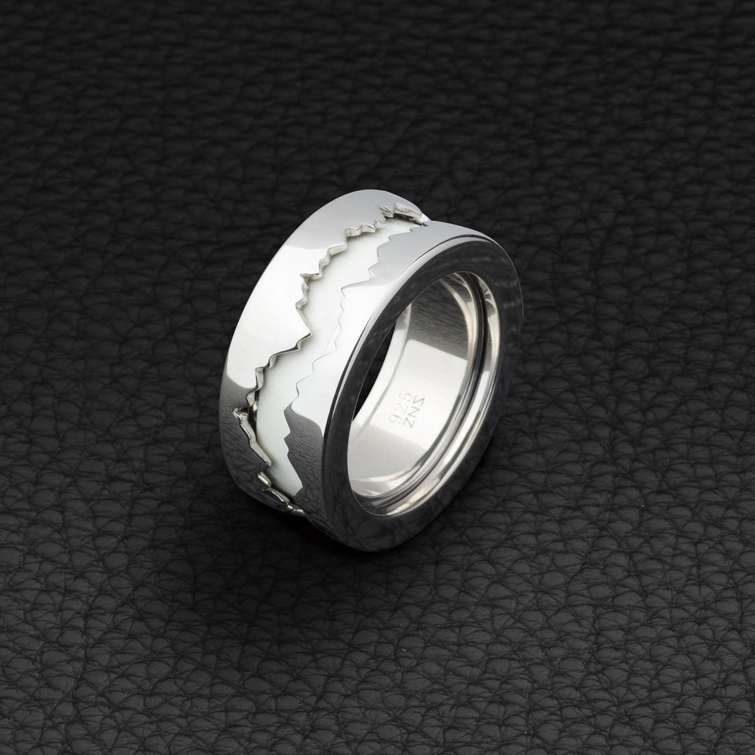 Fission Enamel - Ring in Silver with White Enamel