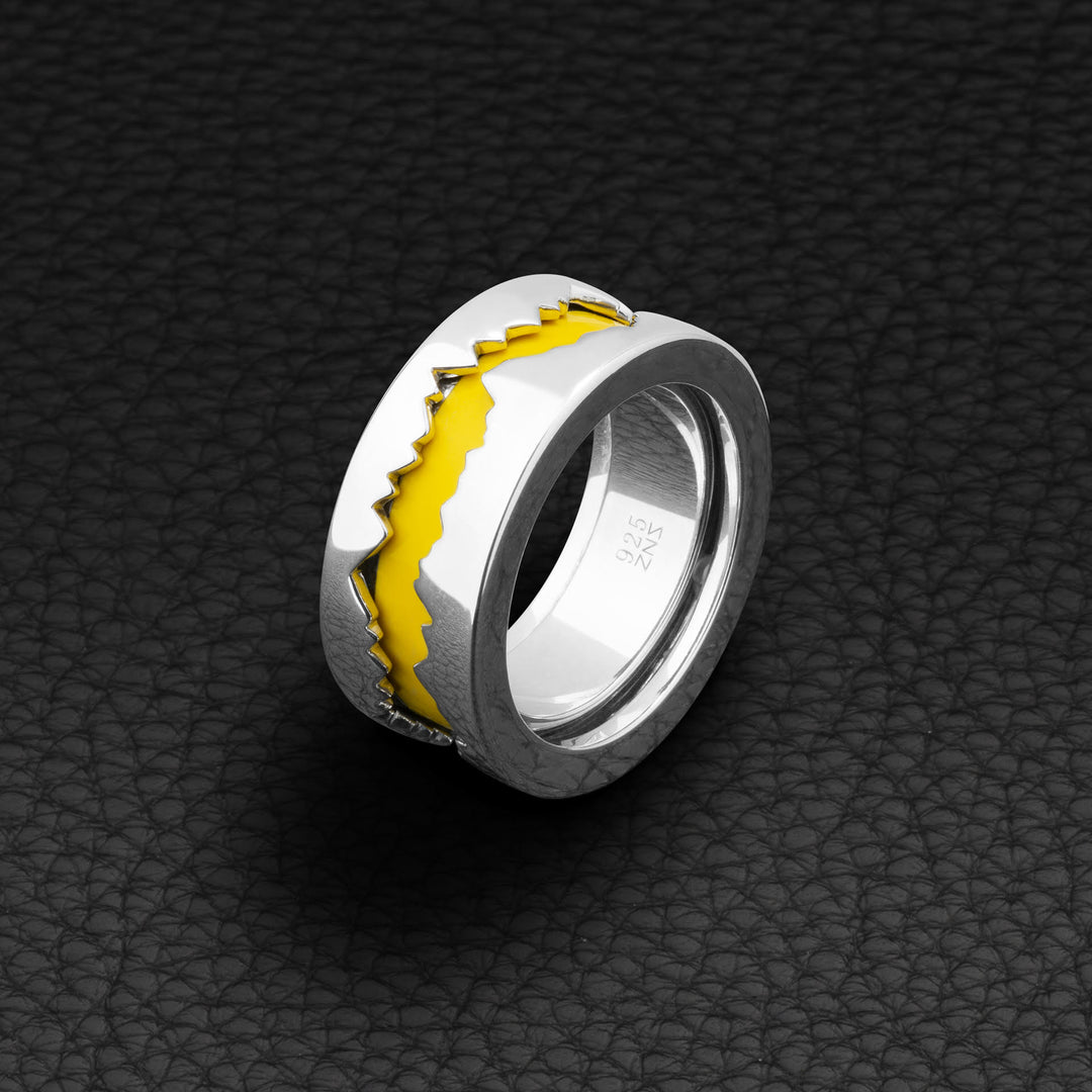 Fission Enamel - Ring in Silver with Yellow Enamel